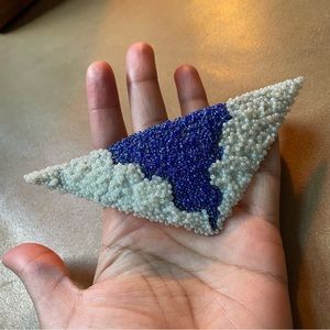 Beaded statement hair clip barrette accessory white blue